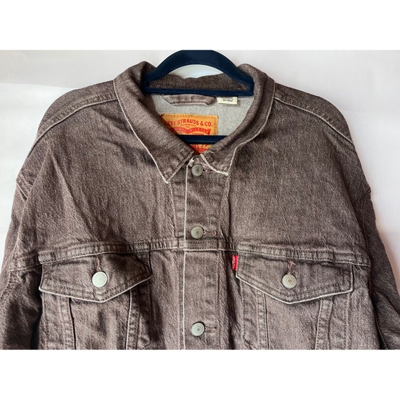 Levis XL Trucker Denim Jacket Brown/Purple Faded Wash Relaxed Fit - Picture 3 of 12